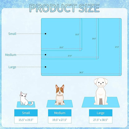 NACOCO Summer Pet Cooling Mat - Cat Dog Cushion Pad Sleeping Cool Snowflake Comfortable Soft for Pets Kids and Adults (Blue Snowflake, S)
