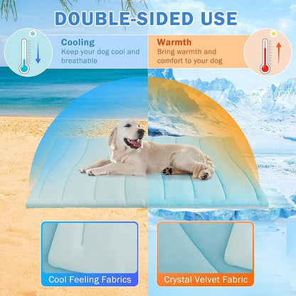 SCENEREAL Dog Cooling Mat for Crate, Thicken Self-Cooling Dog Pad Reversible (Cool & Warm), 48"x28" Pet Cool Bed for M Large XL Dogs,Kennel Sofa Mats Machine Washable, Durable Non-Toxic Gel, Outdoor