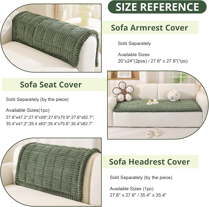 OstepDecor Washable Couch Cover for Dogs, Thick Pet Friendly Sofa Covers, Soft Couch Protector, Paw Cart Sofa Slipcovers, Cushion Protector for Leather, Sectional, Loveseat (35.4" x 35.4", Green)