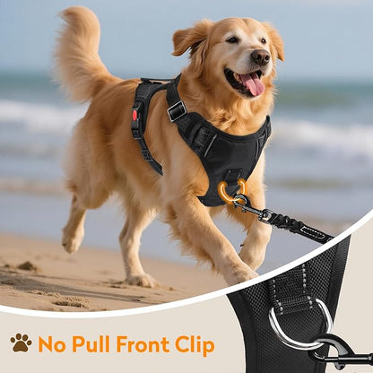 No Pull Dog Harness with 2 Leash Clips, Reflective Adjustable Soft Padded Vest with Handle, Breathable Oxford No Choke Pet Vest for Medium Sized Dogs, Pink,M