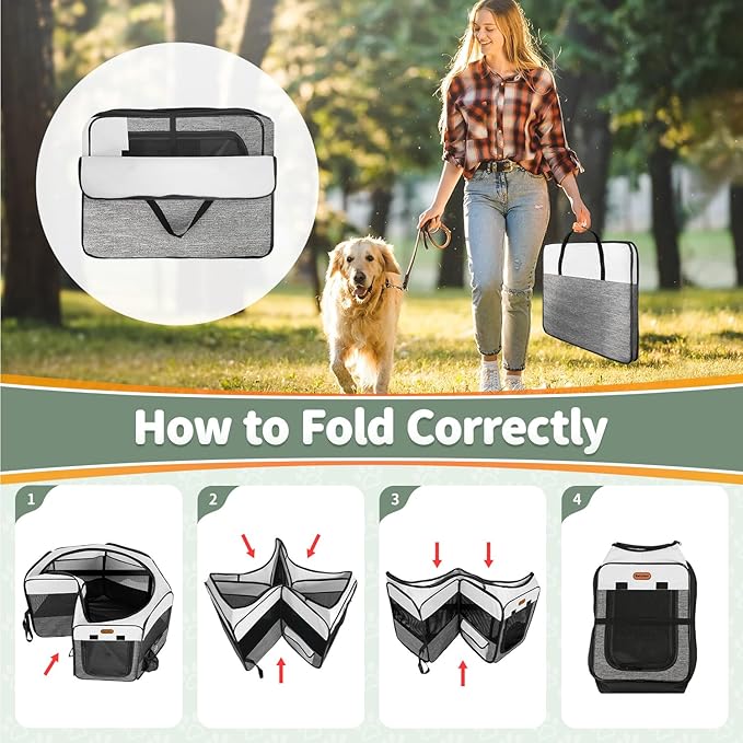 Seiyierr Dog Playpen, Portable Pet Playpen, Puppy Playpen, Cat Playpen with Carrying Case, Dog Playpen for Small Dogs Indoor/ Outdoor, Removable Mesh Shade Cover