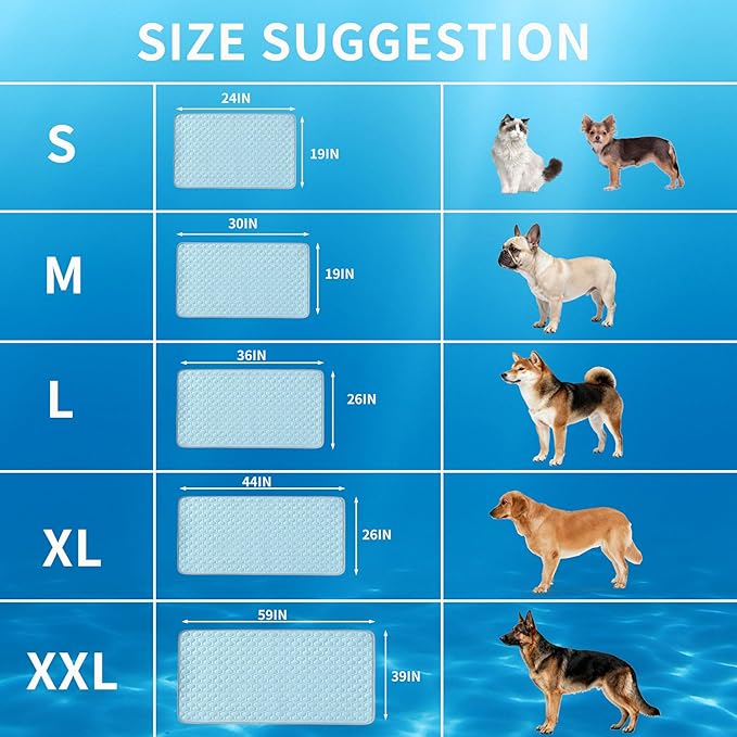 HAOMAIJIA Pet Cooling Mat for Dogs Thick Soft Washable Dog Cooling Mat Indoor Upgrade Waterproof Non-Slip Self Cooling Pad for Dog and Cat (Sky Blue, 26'' x 36'' Large)