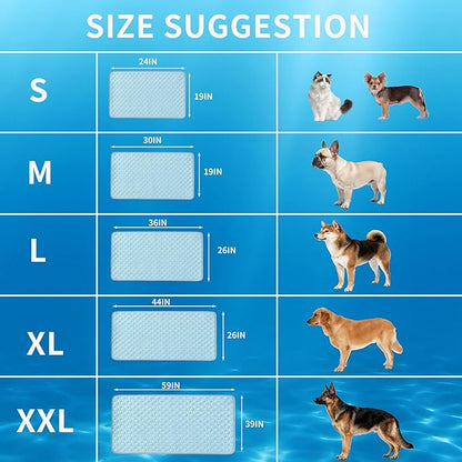 HAOMAIJIA Pet Cooling Mat for Dogs Thick Soft Washable Dog Cooling Mat Indoor Upgrade Waterproof Non-Slip Self Cooling Pad for Dog and Cat (Sky Blue, 26'' x 36'' Large)