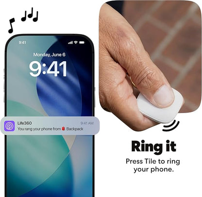 Life360 Tile - Bluetooth Tracker, Keys Finder and Item Locator for Keys, Bags and More. Phone Finder. Both iOS and Android Compatible. 1-Pack (White)