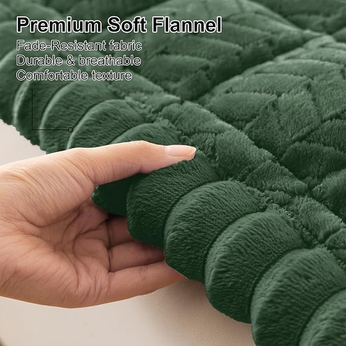 Smiry Non Slip Couch Covers for Dogs, Fuzzy Pet Couch Covers for 3 Cushion Sofa Pet Friendly, Soft Sofa Slipcovers Cushion Furniture Protector Washable (Dark Green, 27.6" x 88")
