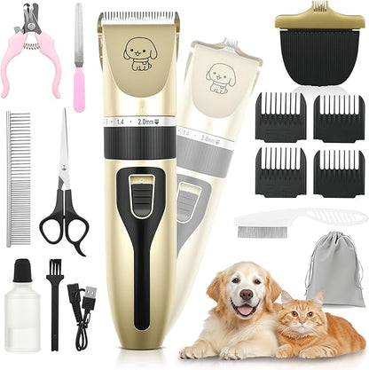 FrutPunch Dog Grooming Kit, Cordless Dog Clippers, Electric Shaving, Low Noise Rechargeable Dogs Hair Trimmer, with a Shaving Head for Feet, Suitable for Cats and Dogs, 2000MA