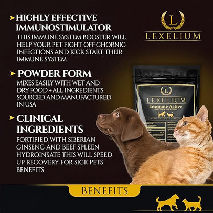Immune Support for Cats and Dogs - Natural Immunity Supplement Powder Helps Detoxify and Protect Your Pets from Digestive, Respiratory and Skin Issues - Helps with Chronic Infections - 200g