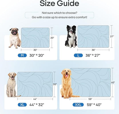 Vagascape Dog Cooling Mat New 5.0 Version Built-in Ice Pack, Long-Lasting Cool 6-8h, 59" x 40" Ultra Thick Soft Vine Pattern Pet Cooling Mat, Washable Foldable Large Cooling Pad for Indoor Outdoor