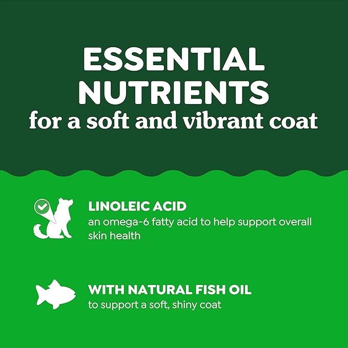 Greenies Supplements Dog Skin and Coat Supplements with Omega 3 Fatty Acids & Fish Oil for Dogs, Chicken Flavor, 14.7 oz, 80 Count (Pack of 2)