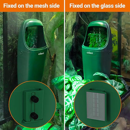 OiiBO Reptile Water Dispenser, Automatic Drinking Fountain Water Flow Adjustable Reptile Tank Waterfall for Lizard Bearded Dragon Chameleon, Ultra Quiet Amphibians Insects Terrarium Water Dripper