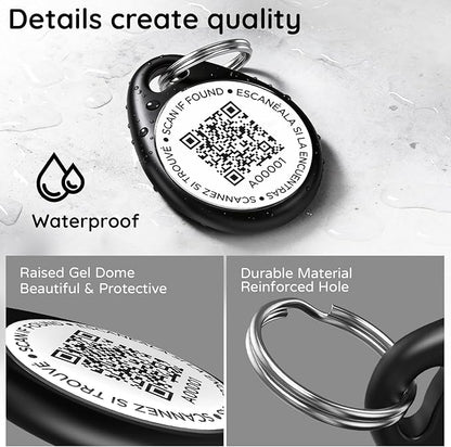 Dog Tags Personalized for Pets, Map of America Pattern QR Code Dog Name Tags for Pet Collar, Online Profile, Scan Location Alerts, (Black Map)
