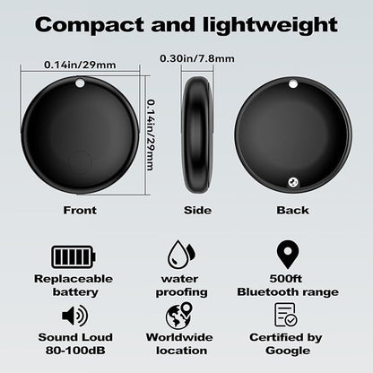 Air Smart Tag Tracker for Android, Google Android Tag Tracker Work with Google Find My Device (Find Hub), Key Finder/Luggage Tracker/Item Locator (Black, 4 Pack)
