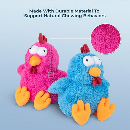 Best Pet Supplies Interactive Squeaky Dog Chew Toy, Ideal Dog Toys for Chewers, Small, Medium & Large Dogs, and Fetch Lovers - Cluck (Fuchsia), Large