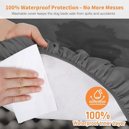 Dog Bed Covers Replacement Washable Waterproof Round Bed Protector for Donut Bed & Dog Couch, Gray 30 Inch