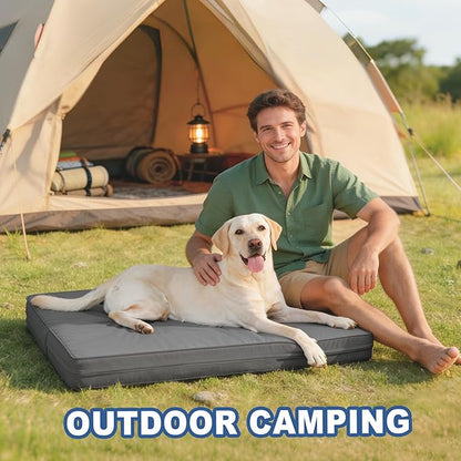 Vonabem Outdoor Waterproof Dog Bed Washable, Extra Large XL Pet beds 44 inch, Leather Anti-Slip Kennel Pads with Removable Cover Reversible, 44"x32" Grey