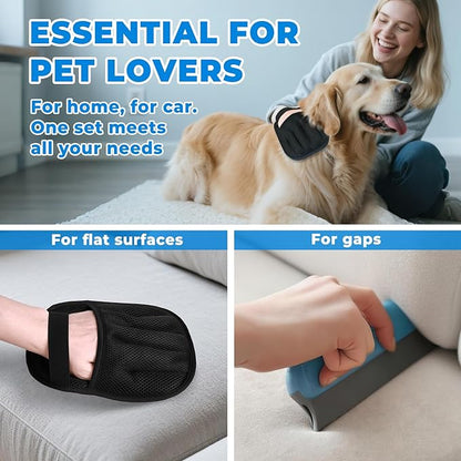 GRENTY 2 PCS Pet Hair Removal Glove for Dogs & Cats, Upgraded Five-Finger Electrostatic Pet Hair Remover, Pet Hair Removal Tool for Clothing, Carpets, Sofa Gaps, and Car Seat