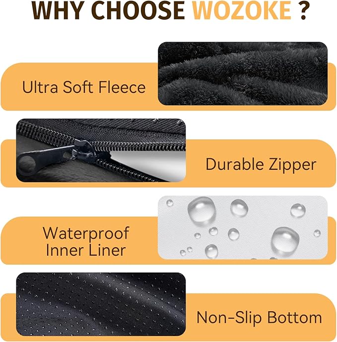 Orthopedic Dog Bed for Large Dogs, Waterproof Dog Bed for Large Size Dogs with Bolsters, Egg Crate Foam Sofa Bed with Washable Removable Cover & Non-Slip Bottom, Black