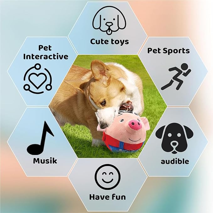 Interactive Dog Toys, 2026 New Active Moving Pet Plush Toy, Rechargeable Squeaky Dog Ball Toy with Talking Sound, Washable Cartoon Bunny Plush Toy for Dogs Puppies (Pink Bunny)