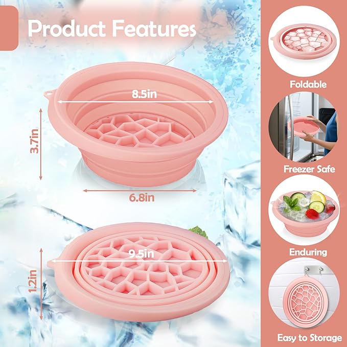 XANGNIER Face Bowl for Ice with Built-In Ice Tray – Collapsible Silicone Facial Ice Bath Bowl for Cold Plunge Therapy, Skin Tightening & Acne Relief – Black Portable Spa Tool for Home & Travel