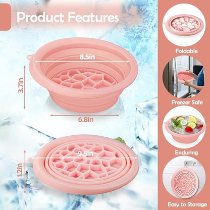 XANGNIER Face Bowl for Ice with Built-In Ice Tray – Collapsible Silicone Facial Ice Bath Bowl for Cold Plunge Therapy, Skin Tightening & Acne Relief – Black Portable Spa Tool for Home & Travel