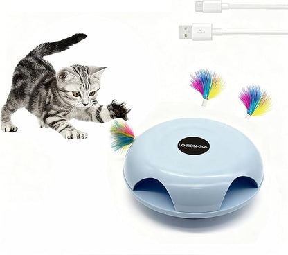 Interactive Whack-a-Mole Cat Toy — Automatic Mushroom Feather Pop-Up Play Toy for Cats, Cognitive Stimulation & Exercise, Durable Pet Entertaining Game (Blue)