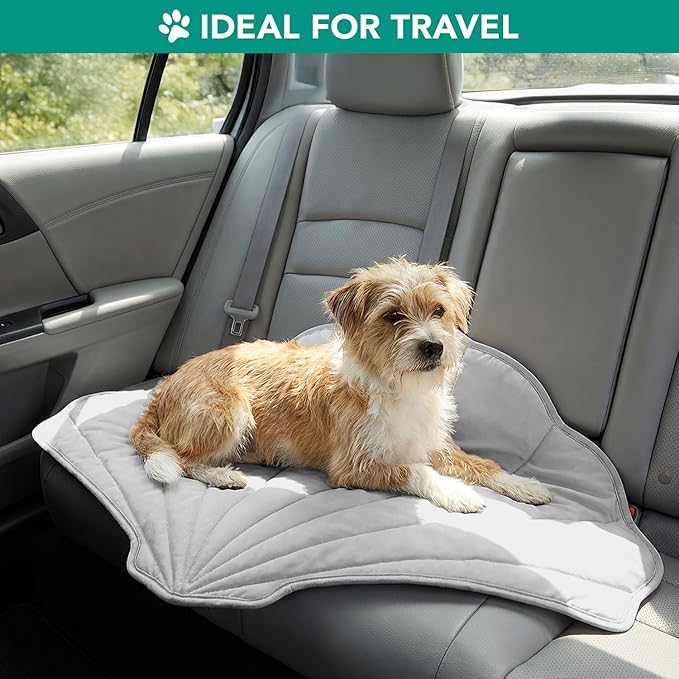 PetAmi Dog Cooling Mat, Sea Shell Shape, Reversible Cooling Nylon Blanket Soft Fleece Pet Pad for Dogs Cats, Summer All Season Use Q-Max>0.3, Large 51x59 in, Light Grey