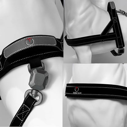 Magnetic Dog Harness and Leash Set with Quick Release Buckle, Easy On & Off Faux Leather Puppy Harness and Leash with Handle for Medium, Large Sized Dog