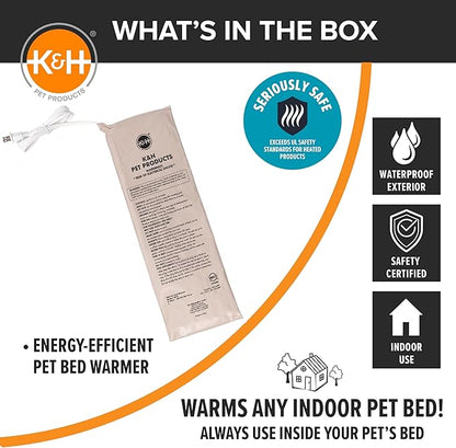 K&H Pet Products Pet Bed Warmer, Turn Any Pet Bed Into a Heated Cat or Dog Bed, Waterproof Indoor Heated Warming Pad Insert, Automatic Temperature, Safety Listed - Medium 20 X 5.5in Tan