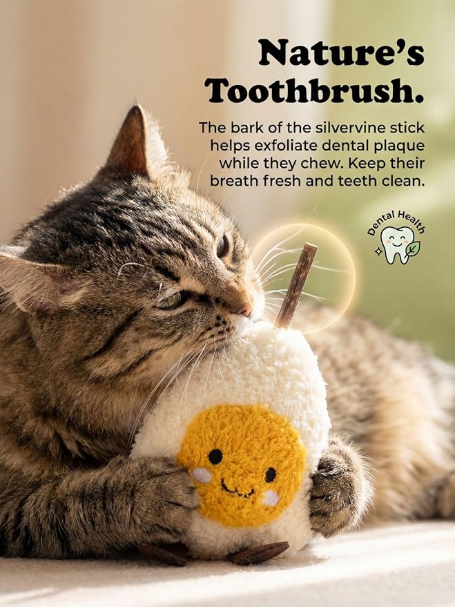 Durable and lnteractive Cat Teething Stick Toys: Chewing Stick, Grinding Teeth Rod, and chewable Cat Doll for Your Pet's Entertainment (Egg Whites)