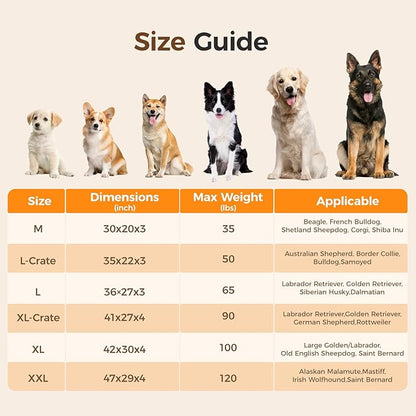Orthopedic Dog Bed for Extra Large Dog, Waterproof Pet Bed for Crate,Non-Slip Bottom and Egg-Crate Foam with Removable Washable Cover Crate Bed,Cream,41"x27"x4"