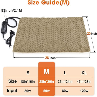 GASUR Heated Cat Bed, Waterproof Cat Heating Pad Indoor w/Timer, Temp Adjustable Pet Heating Pads for Cats Dogs, Auto Power-Off, Cats Warming Bed w/Remove Washable Cover, Anti-Chew,28''x20'',Medium
