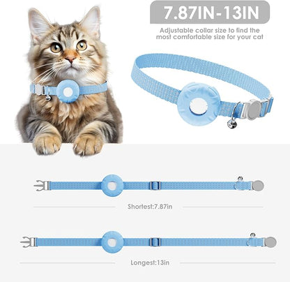 Cat GPS Tracker for Cats, Waterproof, Cat GPS Tracker Collar with Safety Elastic Buckle, Compatible with Apple Find My App (Only iOS), No Monthly Fee, Blue