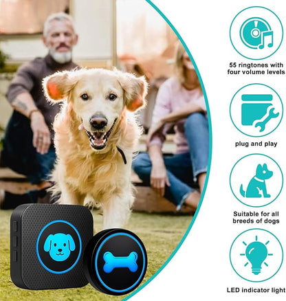 Dog Doorbell to Go Outside, Smart Wireless Doggie Doorbell for Potty Training,1000 Feet Long Range with IP65 Waterproof Super-Light Touch Button, 60 Melodies & Adjustable Volume (1 Button)