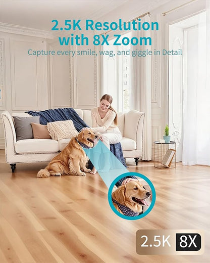 VIMTAG 2.5K Pan/Tilt Cameras for Home Security, Indoor Camera for Pet/Dog/Cat/Baby/Nanny/Room with Phone App, 5G/2.4G WiFi, Night Vision, 2-Way Audio, Motion Tracking, AI Detection, Works w/Alexa