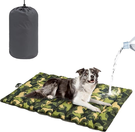 BEAUTYZOO Outdoor Dog Bed Waterproof, Camping Dog Bed Reversible, Portable Travel Bed with Carry Bag- Machine Washable, Durable, Foldable Pet Blanket for Medium Large Dogs, 26" x 43" Camouflage