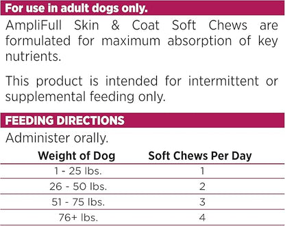 NutriSource AmpliFull Salmon Flavor Skin & Coat Soft Chews for Dogs, Daily Omega-3 Fatty Acids, Zinc & Biotin Supplement for Shiny Coat & Healthy Skin, 70 Chews (1 Pack)