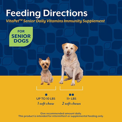 NaturVet VitaPet Senior Daily Vitamins Plus Glucosamine for Dogs, 60 ct Soft Chews, Made in The USA with Globally Source Ingredients