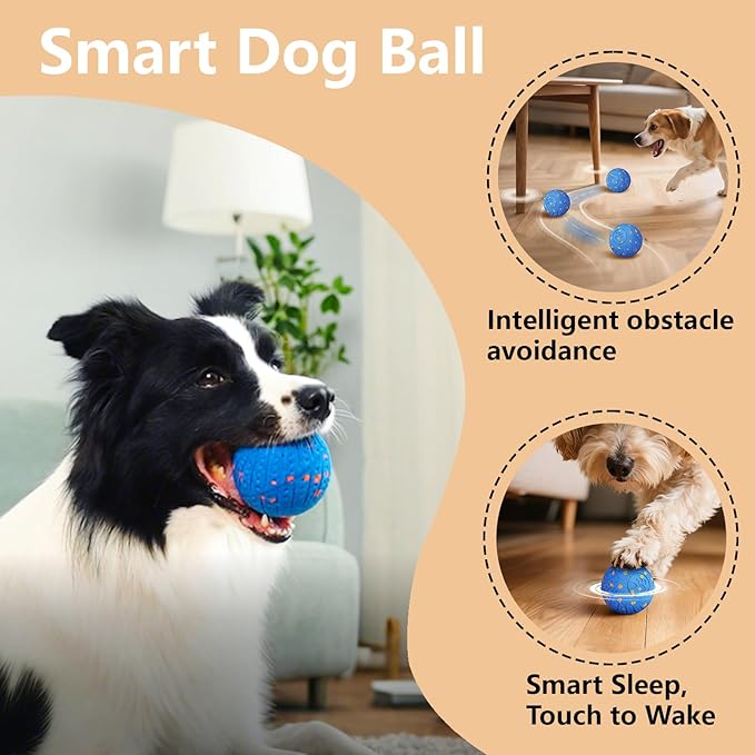 Interactive Dog Toys: Smart Dog Ball – Auto-Bounce, Vibrating & Jumping Action! Durable Duraspin Design for Aggressive Chewers. Rechargeable & Long-Lasting, Keeps Dogs Busy and Entertained Pink.