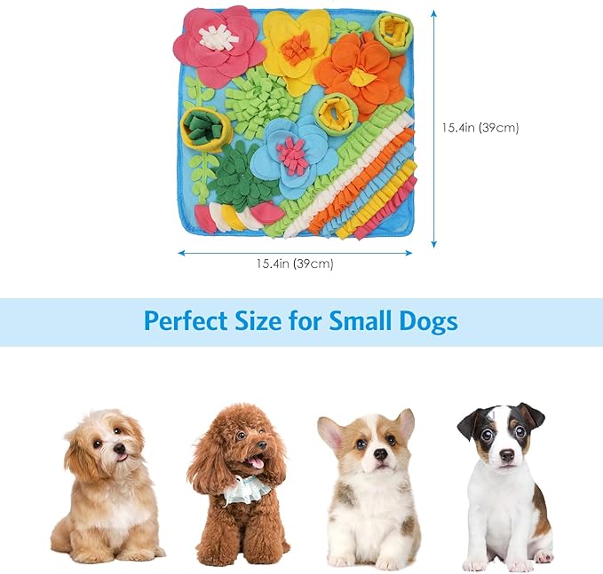 AMIR Snuffle Mat for Dogs, Sniff Mat for Dogs, Slow Feeding Mat, Dog Snuffle Mat Encourages Natural Foraging Skills, Slow Eating, Help Stress Relief and Training, Dog Puzzle Toys, 15 inch