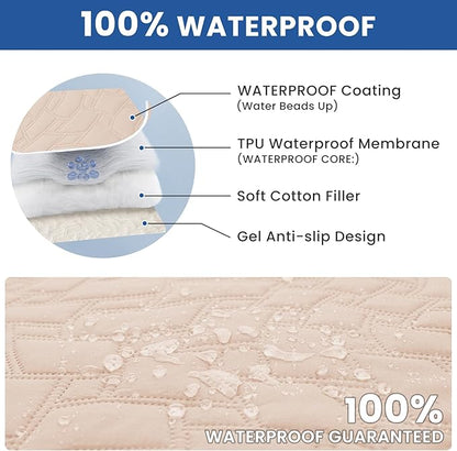 Waterproof Dog Bed Cover, Non-Slip Dog Blanket for Couch, Couch Covers for Dogs Washable, Pet Blanket for Furniture, Pet Bed Mat for Sofa, Car, Pet Supplies (52x82 Inch, Beige)
