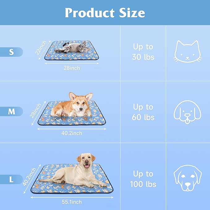 28"x22" Foldable Dog Cooling Mat, Washable Cooling Mat for Dogs, Soft Blanket for Dogs, Cats and Puppies, Small
