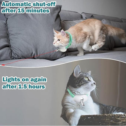 Automatic Cat Laser Toy Collar, Wearable Interactive Cat Toys with LED Light for Indoor Cats Kitten, USB Rechargeable, Hands-Free Electronic Amusing Gifts for Cat Lovers