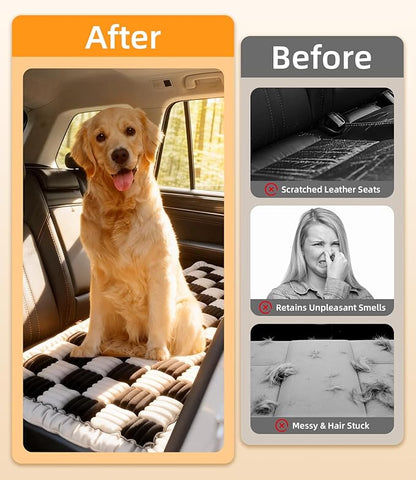 Backseat Pet Bed Mat, Non-Slip Dog Seat Cover with Scratch-Resistant Padding, Dog Bed for Cars, Trucks & SUVs, Universal Fit for Backseat Extenders (Black)