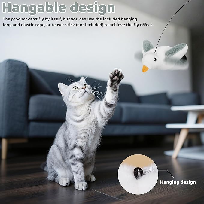 Cat Toys Flapping Birds with Catnip Bags, Chirping Interactive Kitten Toy Indoor, Lifelike Birdie Tweets, Rechargeable Enrichment Moving Wings Cat Exercise Toys Kicker for All Breeds Cat Dog(Oriole)