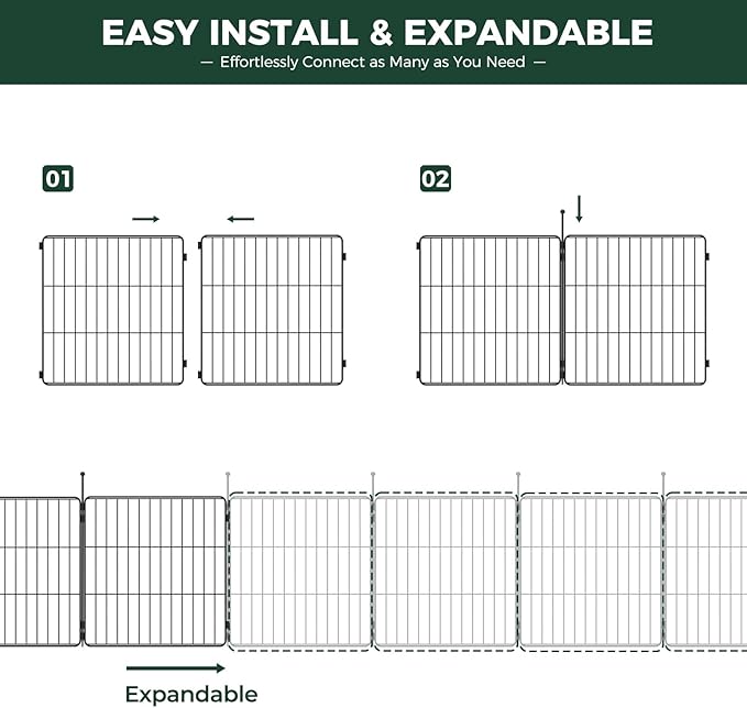 FXW MiniPaws Unleashed Dog Playpen, Expandable & Portable Design for Yard, RV Camping and Indoor Use, for Small and Medium Dogs, 32-inch 16 Panels