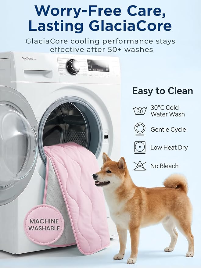 furrybaby Dog Cooling Mat for Medium Dogs, 35"x24" Self Cooling Pet Cooling Mat for Dogs & Cats, QMAX>0.5, Thickened Cool Fiber, Cooling pad for Dog Bed, Durable Portable Indoor/Outdoor Summer,Pink