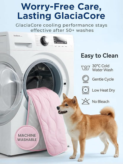 furrybaby Dog Cooling Mat for Medium Dogs, 35"x24" Self Cooling Pet Cooling Mat for Dogs & Cats, QMAX>0.5, Thickened Cool Fiber, Cooling pad for Dog Bed, Durable Portable Indoor/Outdoor Summer,Pink