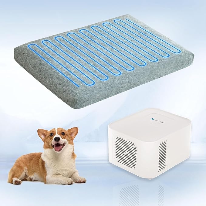 Consistent Cold Water Pad, Pet Bed Cooling System, No Refrigeration or Chemical Gel Needed, Machine Washable Bed, Ideal for Home and Crates (Cooling Green, 30" x 20")