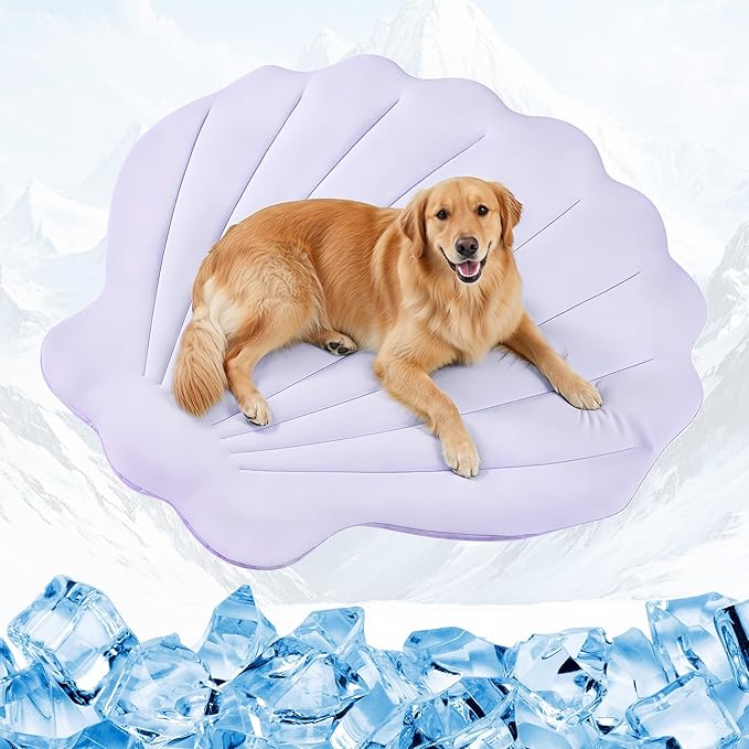 Dog Cooling Mat, 47'' × 47'' Large, Self-Cooling Mat for Dog, (Cool & Warm) Double-Sided Pet Cool Pads for Crate, Kennel, Machine Washable Summer Blanket, Cat Cool Bed, Non-Gel, Macaron Purple