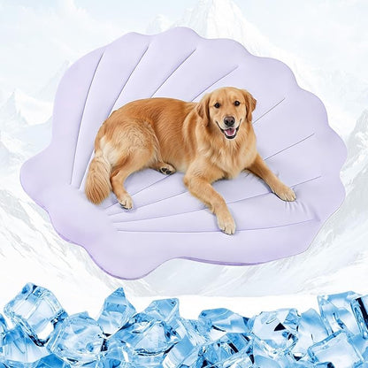 Dog Cooling Mat, 47'' × 47'' Large, Self-Cooling Mat for Dog, (Cool & Warm) Double-Sided Pet Cool Pads for Crate, Kennel, Machine Washable Summer Blanket, Cat Cool Bed, Non-Gel, Macaron Purple